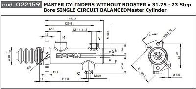 Главный тормозной цилиндр 022159MN/4 SAFIM (для Komatsu) - Gidrorul