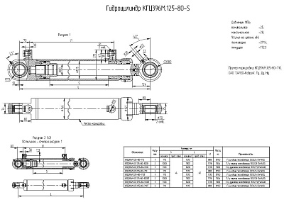 Гидроцилиндр стрелы для экскаватора ЭО-3223, EW-1400,ЭО-3223А, EW-1400А (КГЦ396М-01.125-80-1000) - Gidrorul
