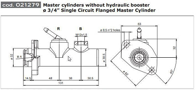 Главный тормозной цилиндр 021279FN SAFIM (для Амкодор Е16, Е25) - Gidrorul